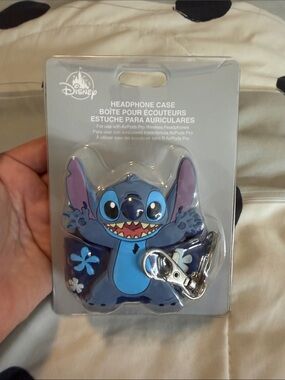 Disney Stitch Blue Earbud Case with Clip